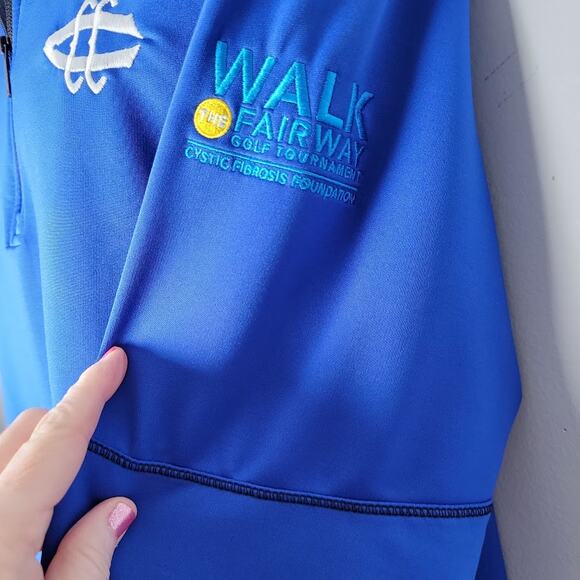 Callaway Blue Quarter Zip‎ Pullover M Golf Cystic Fibrosis Logo Weather Series - Picture 2 of 11
